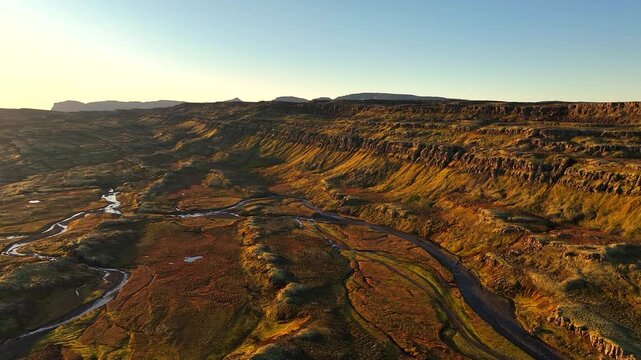 Aerial view of the &Ouml;xi mountain pass area in eastern Iceland