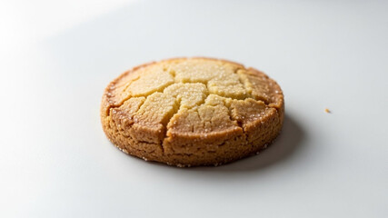 Gourmet Cracked Top Butter Cookie Dusted with Sugar on White Background