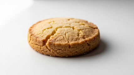 Gourmet Cracked Top Butter Cookie Dusted with Sugar on White Background