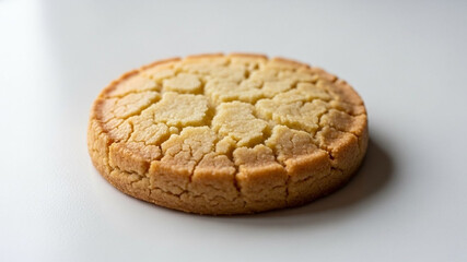 Gourmet Cracked Top Butter Cookie Dusted with Sugar on White Background