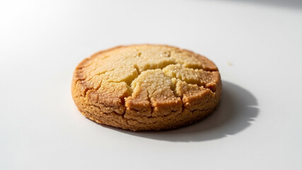 Gourmet Cracked Top Butter Cookie Dusted with Sugar on White Background