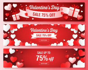 Valentine's day sale 75% off banners