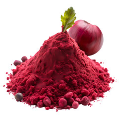 Natural beet or red onion extract powder, clean cut-out on transparent background