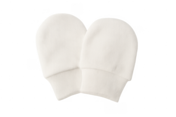 White anti-scratch baby mittens providing newborn comfort