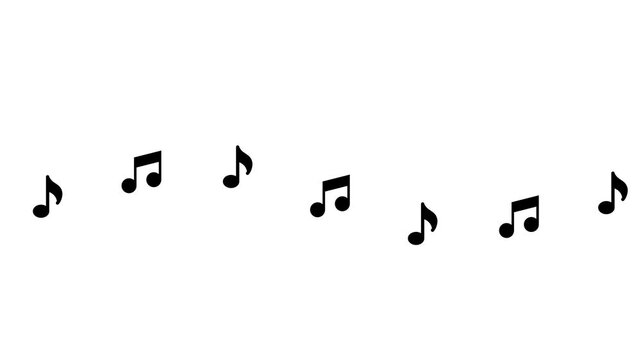 Black music notes animation on white background musical notes flying and appearing in rhythm