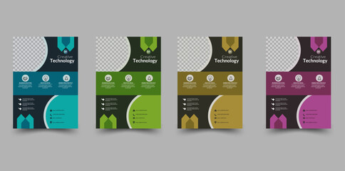 Professional Technology Business Flyer Template Set with Four Colour Styles