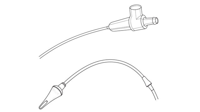 Professional medical nasal cannula and respiratory oxygen supply tubing for hospital patient care and clinical healthcare equipment business services vector illustration with connector.