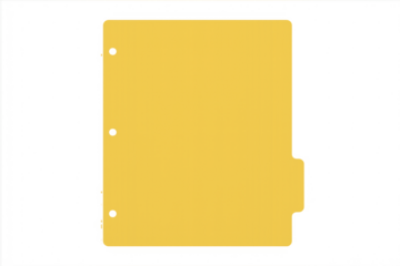 Yellow file folder organizing document data with transparent background