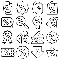 Discount Essentials Icon Set Outline Style