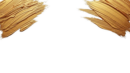 Gold paint strokes with textured brush effect on transparent background for artistic design and creative projects