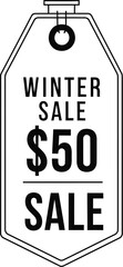 Winter sale badge black and white line style for online shopping and promo concept