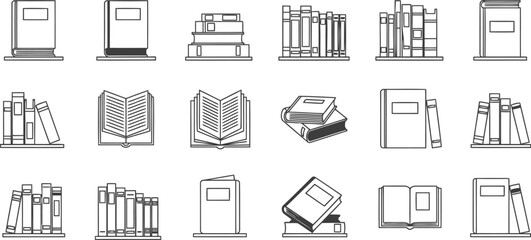 Book outline icon minimal line illustration for library and education