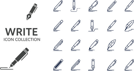 Write icon outline vector for content creation and writing concept