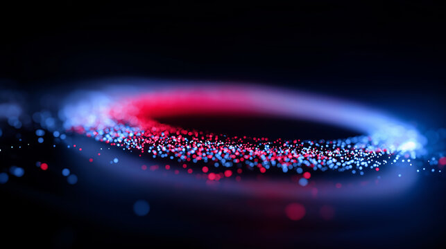 Abstract glowing circular interface with neon light waves visualizes a futuristic artificial intelligence application and digital data processing.
 - Powered by Adobe