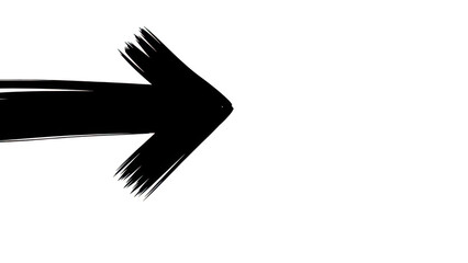 Black brushstroke arrow pointing to the right on a transparent background with a textured appearance