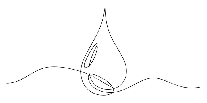 Minimalist line art of a water droplet in simple style, no editable stroke, One continuous line drawing of blood drop on transparent background, blood drop icon single line drawing, continuous one.
