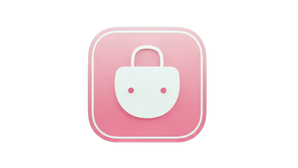 Pink Shopping Bag Icon
