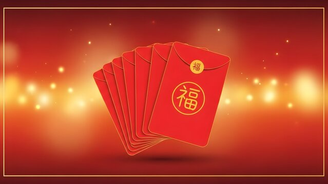 Red envelopes with Chinese character for prosperity