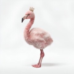 Regal flamingo with crown