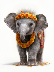 Adorned baby elephant