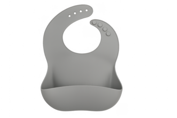 Grey silicone baby bib with crumb catcher pocket