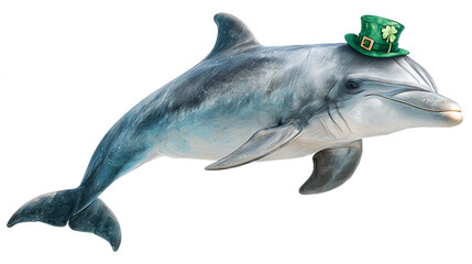 Dolphin wearing a st. patrick's day hat