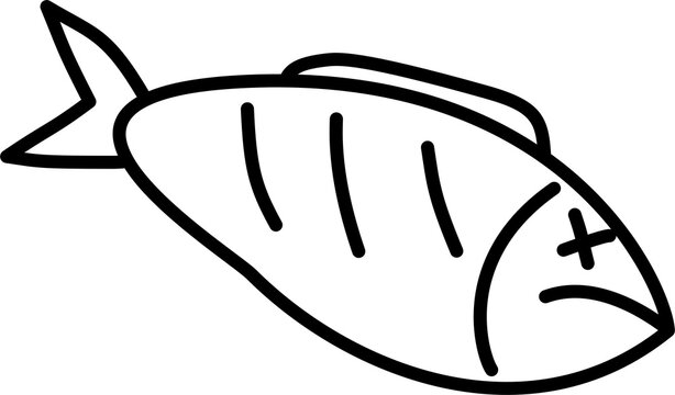 Simple Line Drawing of a Fish on a White Background
