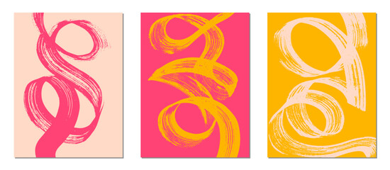 Set of abstract backgrounds. Colorful brush strokes, patterns, posters, cover.