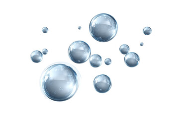 Transparent Water Spheres Floating in Air With Light Reflections On Black Background bubbles droplets