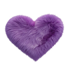 Overhead View of a Purple Faux Fur Heart Shaped Plush Surface for Romance Concepts