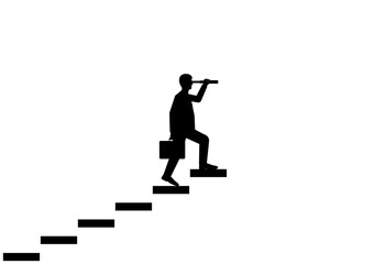 Businessman using Telescope looking for New Opportunity Silhouette. Business Opportunity and Future Career Concept. Vector Illustration.