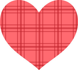 Dark pink red windowpane check heart pattern