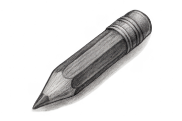 Pencil drawing with eraser on transparent background