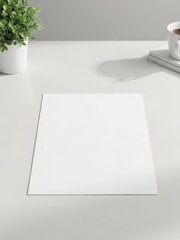 Single blank sheet on a white desk representing invisible work and preparation before action. Clean minimalist background suitable for business planning, productivity concepts, education, corporate