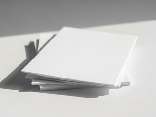 Small stack of blank papers symbolizing behind-the-scenes effort and unseen preparation. Minimal white composition ideal for corporate storytelling, workflow concepts, professional planning