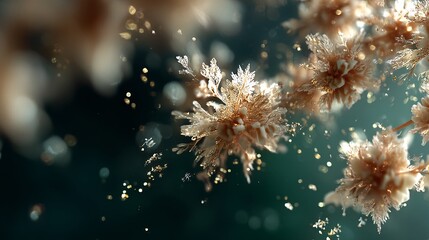 Ethereal Floral Patterns with Glimmering Particles in Soft Light