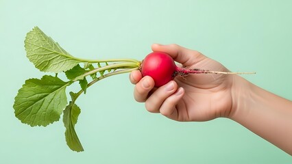 hand holding a whole radish