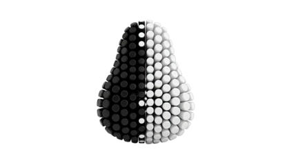 Abstract Yin Yang Shape Made of Cylindrical Elements