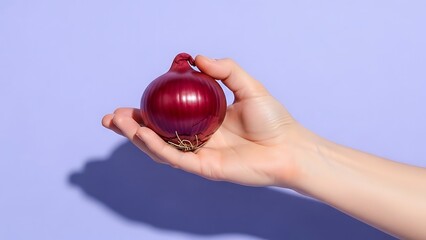 hand holding red onion