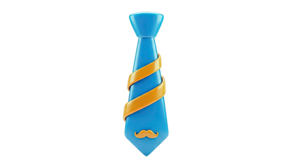 Blue Tie with Orange Ribbon and Mustache
