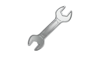 Chrome Combination Wrench on White Background