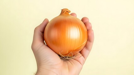 hand holding yellow onion