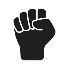 Raised hand with clenched fist icon. Power and solidarity icon