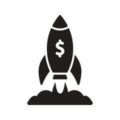 Spaceship launch icon. Rocket launch icon