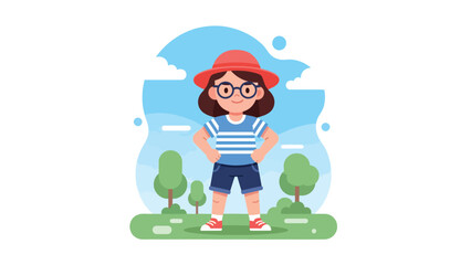 Flat vector illustration of a confident child standing proudly, ideal for motivation materials, self-esteem education, and character development