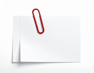 Blank white paper notes with a red paperclip, ready for messages and reminders.