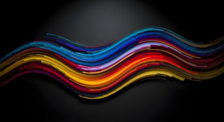 A vibrant and colorful wavy design against a dark background