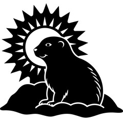 Fototapeta premium Clean Groundhog Day silhouette design made for clothing, bags, mugs, stickers, and digital graphics.