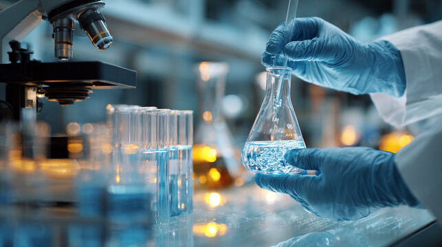 Scientists conduct experiments in laboratories to discover new knowledge and advance scientific understanding. - Powered by Adobe