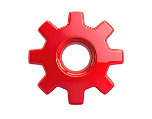 Glossy, red gear isolated on black